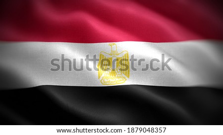 Close up waving flag of Egypt. Flag symbols of Egypt.
