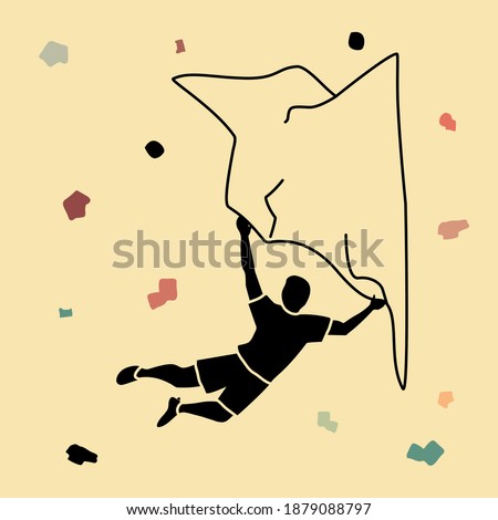 Climber silhouette an a rock vector illustration. Rock climbing badge. EPS 10