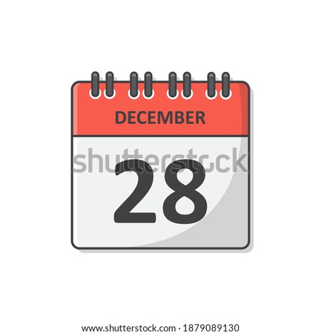 28 December Calendar Vector Icon Illustration. Daily Calendar Flat Icon