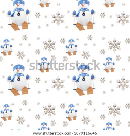 Christmas pattern seamless. winter patterns.snowflakes, snowman. Christmas decorations on white background. New Year concept, photo pattern.