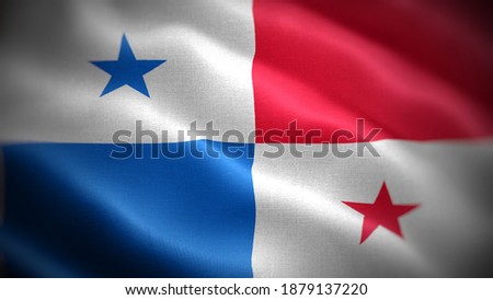 Close up waving flag of Panama. Flag symbols of Panama.