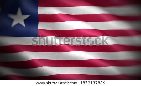 Close up waving flag of Liberia. Flag symbols of Liberia.