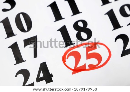 calendar indicating christmas day on 25th, 