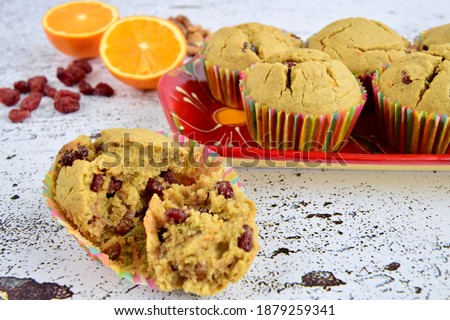 Homemade Cranberry Orange Walnut Muffins. Christmas Baking Idea