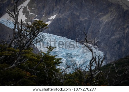Horizontal view Glacier Perito Moreno national park Los Glaciares. The Argentine Patagonia in Autumn.
