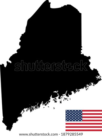 vector illustration of Maine map with American flag