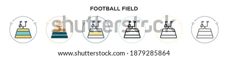Football field icon in filled, thin line, outline and stroke style. Vector illustration of two colored and black football field vector icons designs can be used for mobile, ui, web