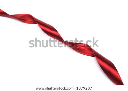 Twisted red ribbon on a white backgroud
