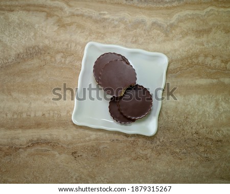 Top view of homemade peanut butter chocolate cups.