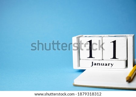 eleventh day of winter month calendar january with copy space.