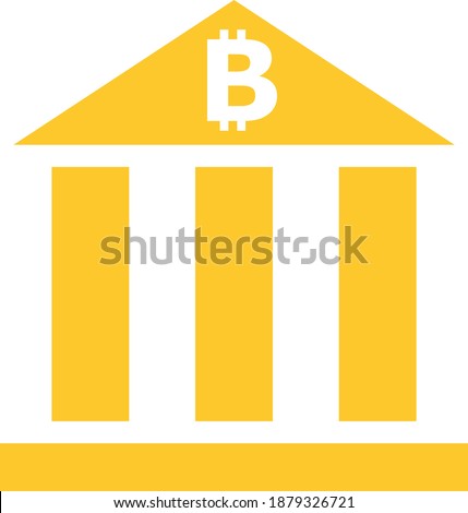 Bitcoin bank icon with flat style. Isolated vector bitcoin bank icon image on a white background.