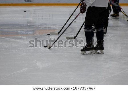 Ice hockey players in training