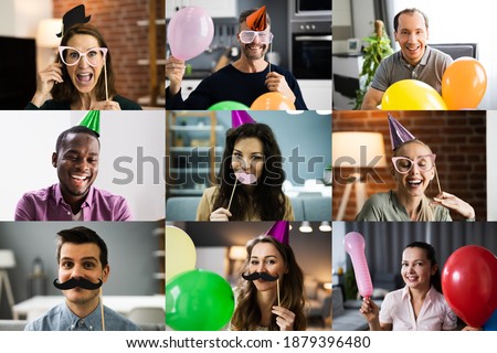 Group Of People Partying In Virtual Online Party Royalty-Free Stock Photo #1879396480