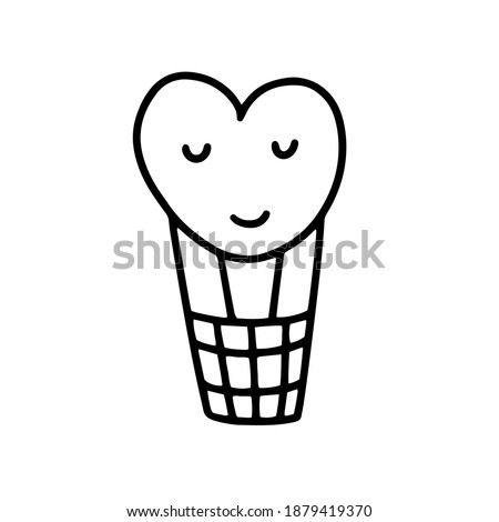  Hot air balloon in the shape of a heart. vector illustration in doodle style.design for valentine's day, wedding, holidays 