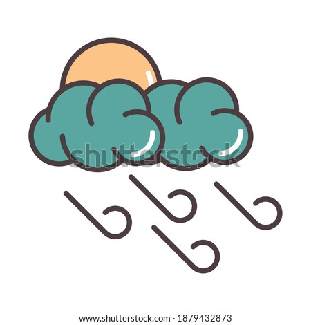 weather clouds sun and wind forecast vector illustration line and fill style