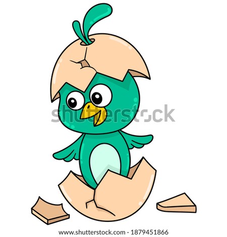 chicks are born from egg shells, doodle icon image. cartoon caharacter cute doodle draw