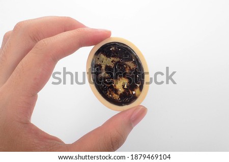 A close-up picture of a beautiful hawksbill turtle hanging tag on a white background