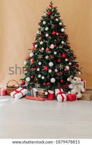 Winter Christmas Tree with gift decoration for the new year