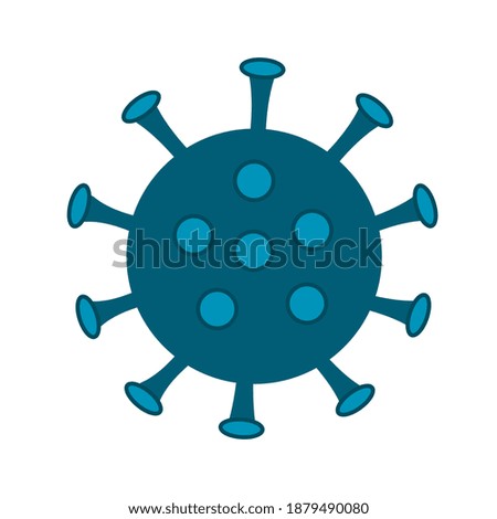 One coronavirus cell is blue on a white background.