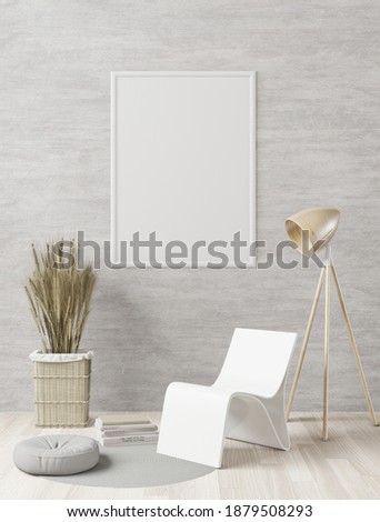 Picture frame mounted on the wall with flower vase