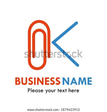 Letter k with paper clip alphabet. Suitable for Business and education logo concept 