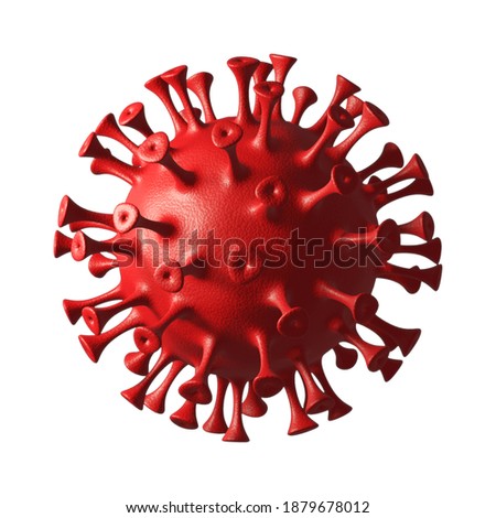 3D render illustration of red covid - 19 Corona virus, isolated on white Royalty-Free Stock Photo #1879678012