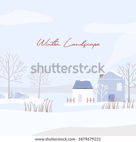 vector of Houses, roads and snow-covered forests