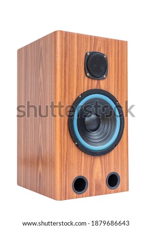 Audio speaker cabinet with clipping path isolated on white background. 