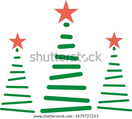 New year chirismas tree icons set illustration. Green fir silhouettes line