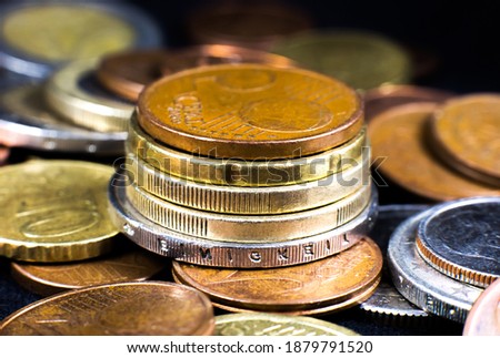 Euro close up photo. Macro coins.