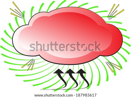 Red blank speech bubbles in comic speech bubble style on green and white background 