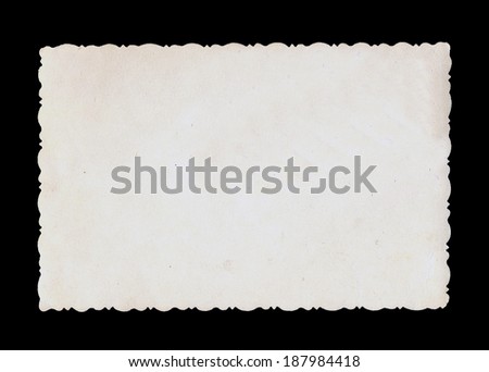 Reverse side of an old photo print with a decorative border.  Royalty-Free Stock Photo #187984418