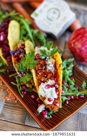 taco plate with lots of vegetables and fruits