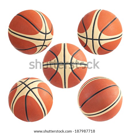 Basketball ball on a white background. Isolated. A series of images