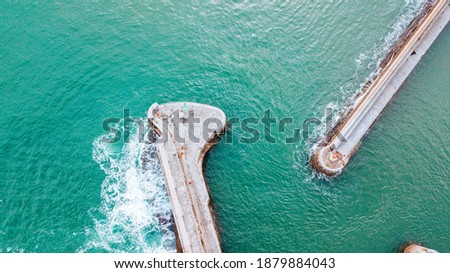 aerial view of a break water
