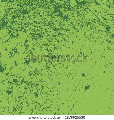 Damaged painted color painted wall. Distress green background. Grunge dirty texture. Creative peeled design template. EPS10 vector.