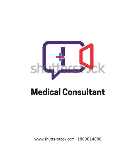 Letter I with chat, video, medical cross icon for Health online consultant logo vector concept