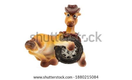 clay toy, horse with a wheel, handmade