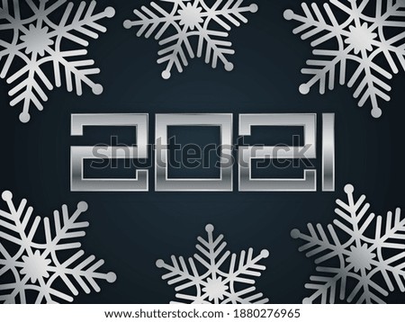 Christmas, New Year 2021 background with silver snowflakes. Vector illustration