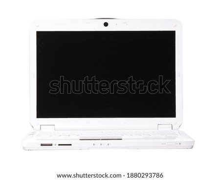 white laptop front view on white background