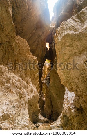 Narrow canyon inside lower view, Saklikent, Turkey