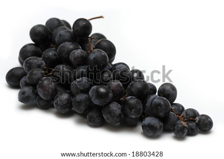 Black grape cluster isolated on white background