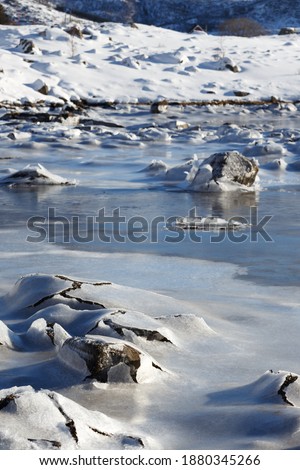beautiful winter landscape with frozen  sea
