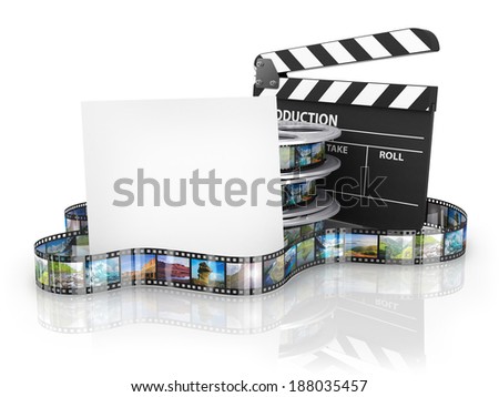 Film Reels and Clapper board and cardboard