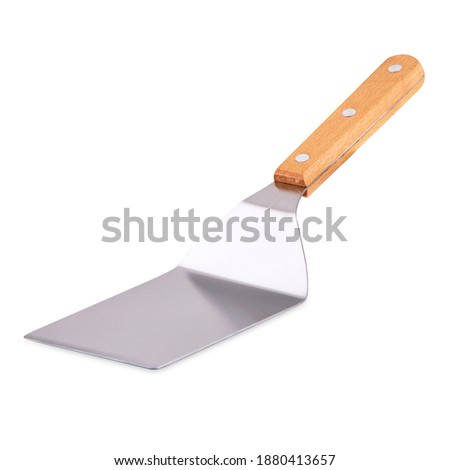 Metal spatula isolated on white background, copy space Royalty-Free Stock Photo #1880413657