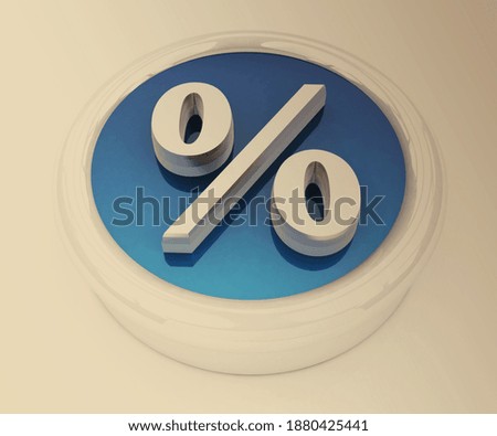 Button percent on toned background. 3d render
