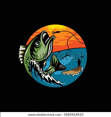 Fishing logo Symbol emblem Badge  And Design Element Stock Illustration