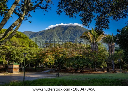 View of Avila mountain at morning from Parque del Este
