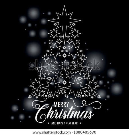 Merry christmas poster with a christmas tree - Vector illustration