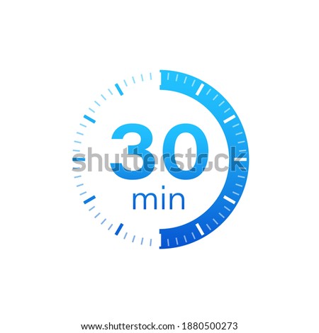 The 30 minutes, stopwatch vector icon. Stopwatch icon in flat style on a white background. Vector stock illustration. Royalty-Free Stock Photo #1880500273
